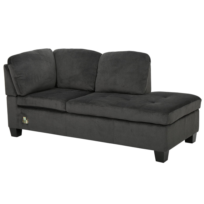Modern L Shaped Fabric Sectional Sofa With Tufted Detail - Charcoal