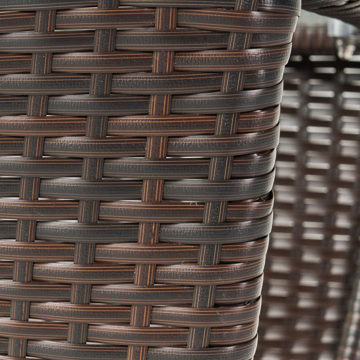 Trenton - Outdoor Side Table With Glass Top - Brown Rattan