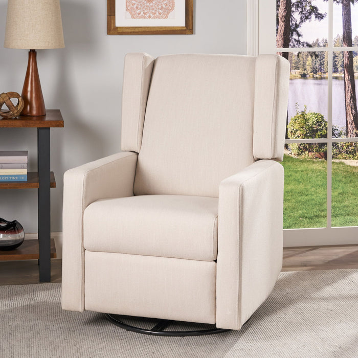 Landau Contemporary Fabric Upholstered Swivel Recliner