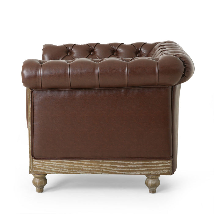 Luminex - Tufted Upholstered Club Chair With Nailhead Accents And Scrolled Tuxedo Arms
