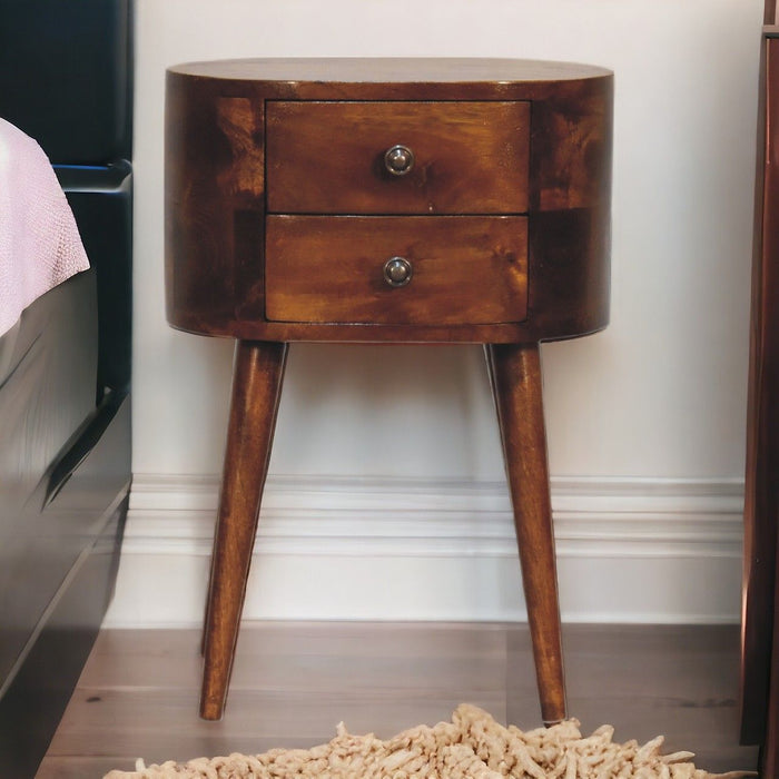 Mini Rounded Nightstand - Chestnut