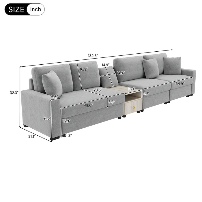 Modular Sofa Couch With Storage Armrest And Center Console
