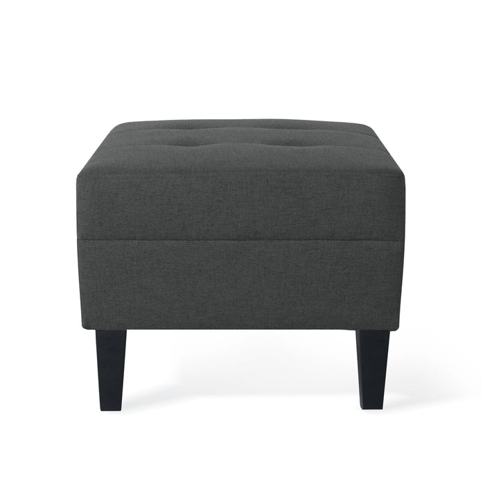 Ottoman With Birch Wood Legs And Cushioned Top For Comfort