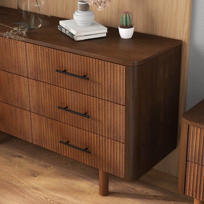 Logan - Mid-Century Modern Dresser With 6 Drawers - Brown