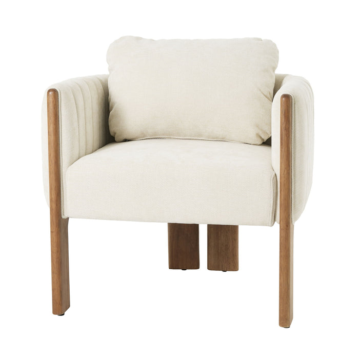 Upholstered Dining Chair With Vertical Channel Tufting (Set of 2) - Beige / Walnut