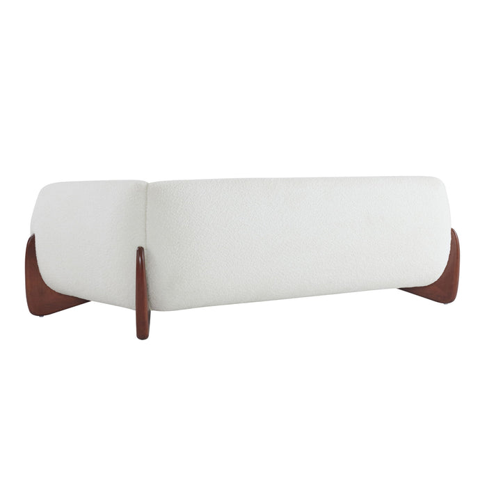 Contemporary Boucle Sherpa Sofa With Birch Wood Legs