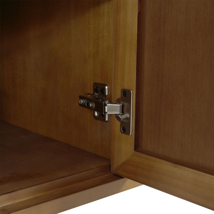 Modern Scandinavian 4 Door Sideboard Storage Cabinet With Adjustable Shelves - Brown / Gold