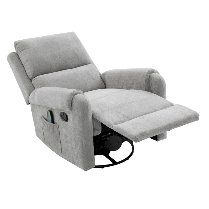 Manual Recliner Massage Chair With Swivel Rocker, 8 Massage Modes, Side Storage Pocket