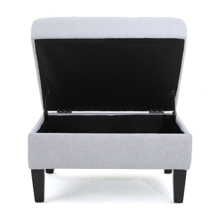 Storage Ottoman With Birch Wood Legs And Cushioned Top For Comfort