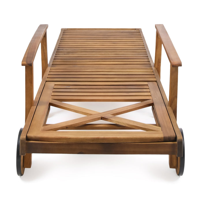 Perla - Chaise Lounge With Wheels And Customizable Cushion Options - Teak