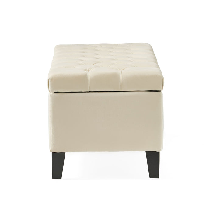 Button Tufted Diamond Stitch Storage Ottoman - Beige