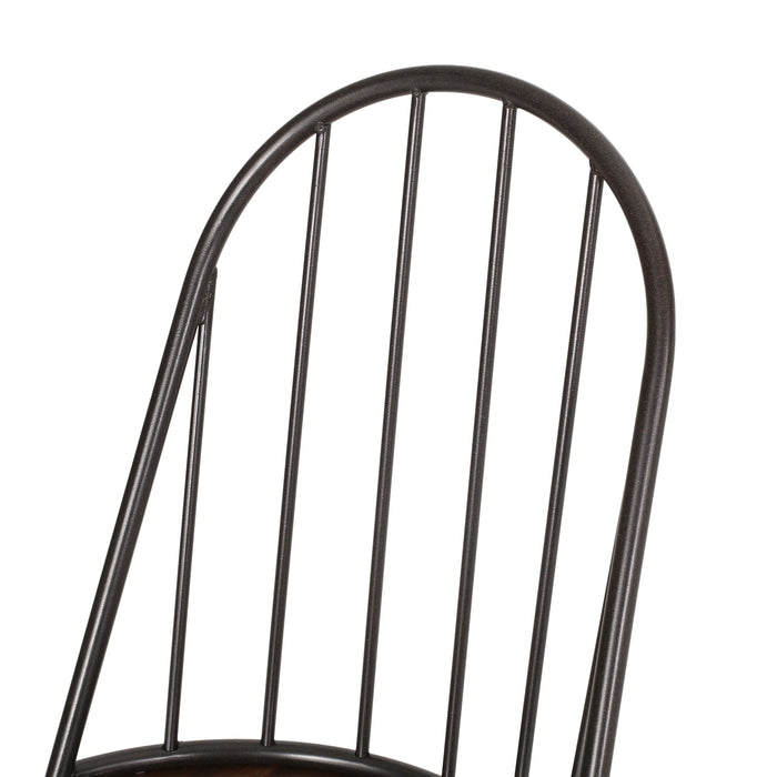 Rustic Farmhouse Style Dining Chair With Spindle Backrest - Dark Brown
