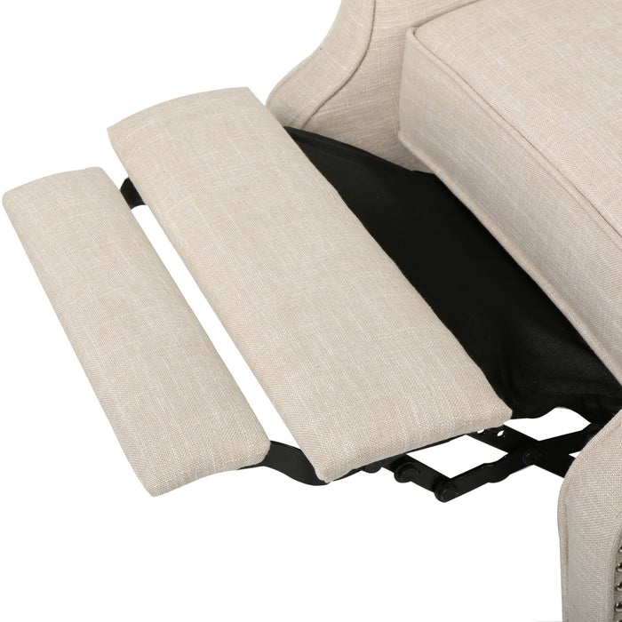 Armchair Recliner With Pushback Mechanism And Wingback Design