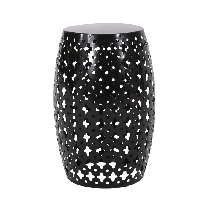 Modern Outdoor Metal End Table Set With Durable Iron Frame - Black