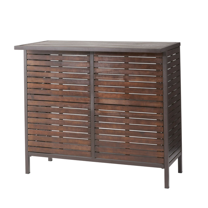 Bar Table With Slat Panel Design - Dark Brown