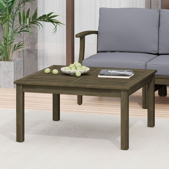 Perla - Rustic Square Coffee Table With Block Legs