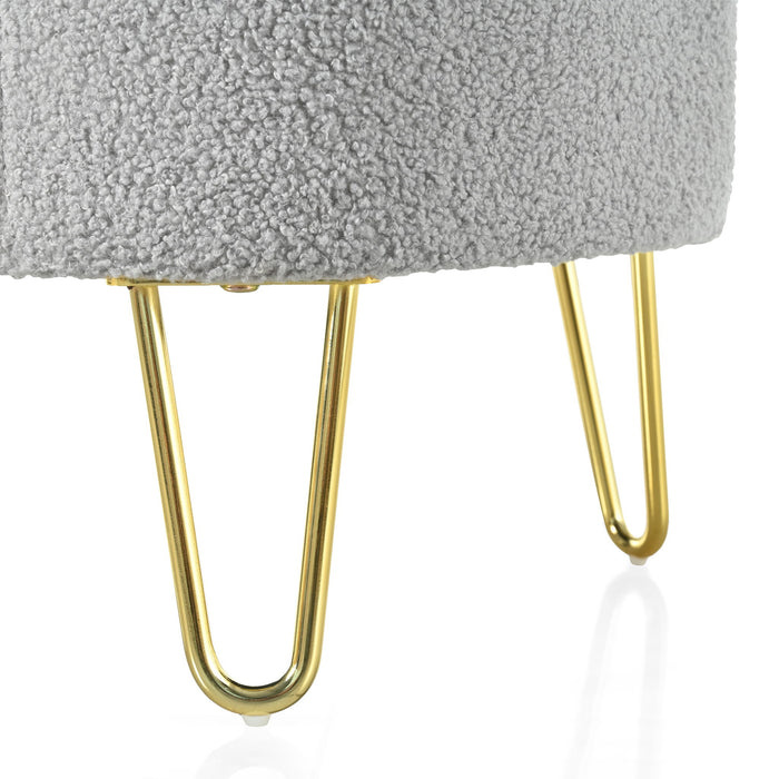 Upholstered Oval Storage Bench For Living Room