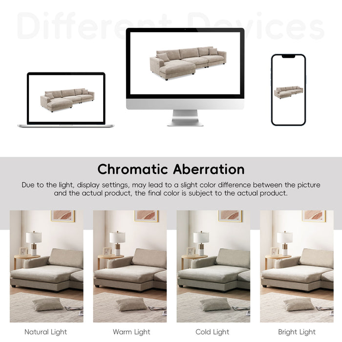 Oversized Sectional L Shaped Cloud Couch With USB Charging Port Cup Holder Deep And Wide Seat Sofa With Chaise Comfy