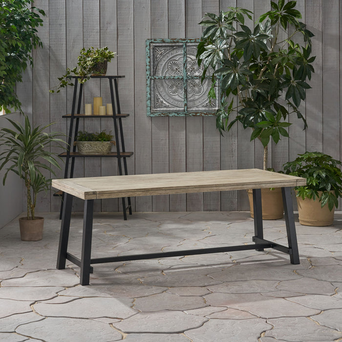 Equilibrium - Outdoor Dining Table With Wooden Frame And Slat Top