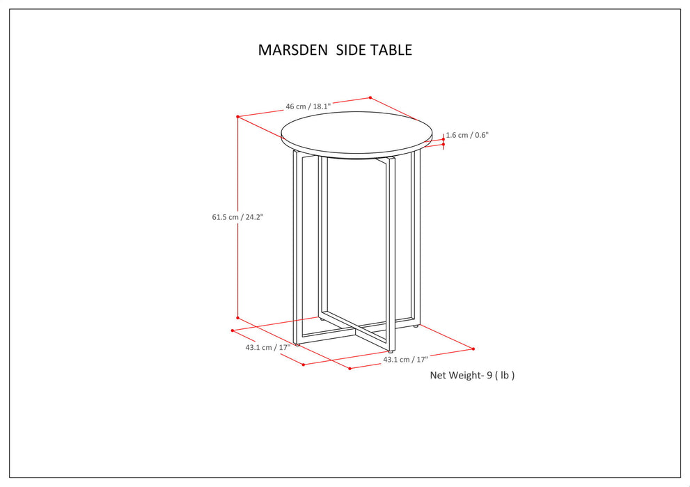 Marsden - Side Table With Polished Stainless Steel Base - White / Silver