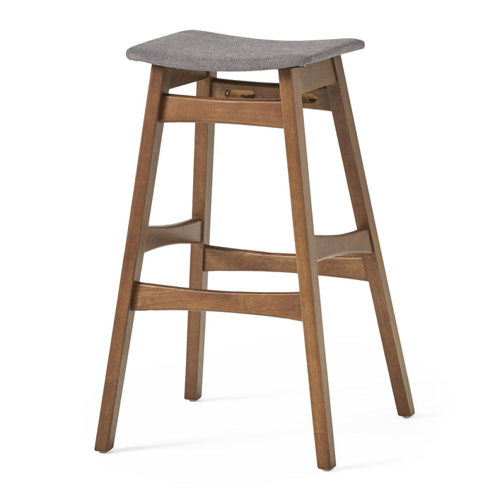 Mid Century Modern Bar Stool Set With Upholstered Seating