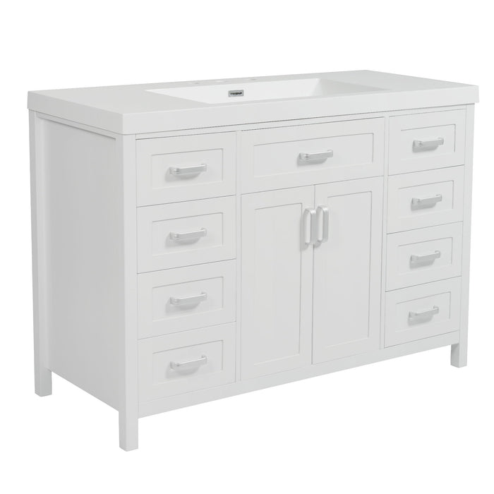 Bathroom Vanity With Sink, 2 Doors 8 Drawers, Soft Close System, Classic Design