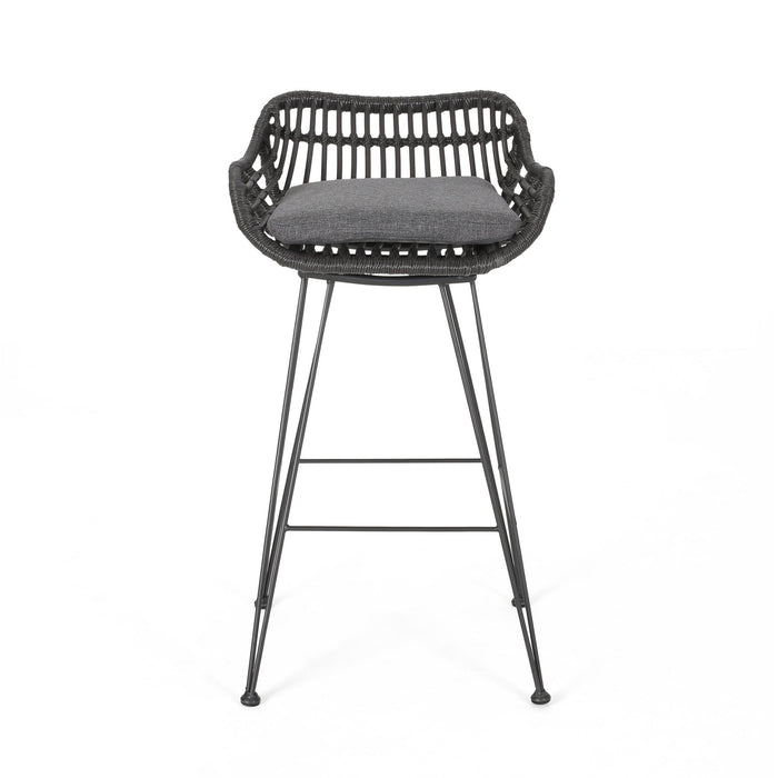 Outdoor Rattan Bar Chair With Metal Legs