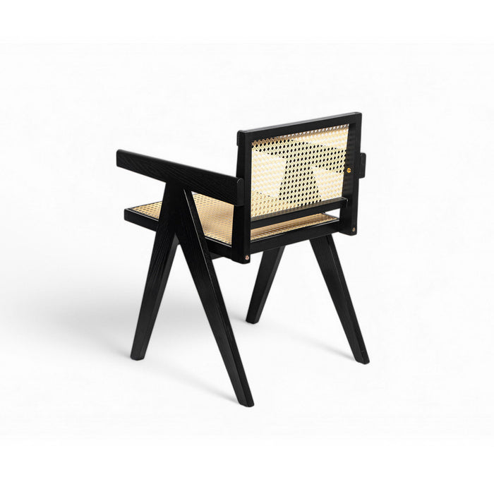 Chandigarh Arm Dining Chair With Natural Cane Design (Set of 2)