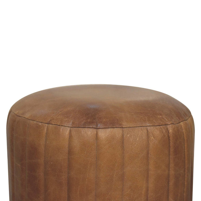 Buffalo - Leather Boucle Footstool - Brown