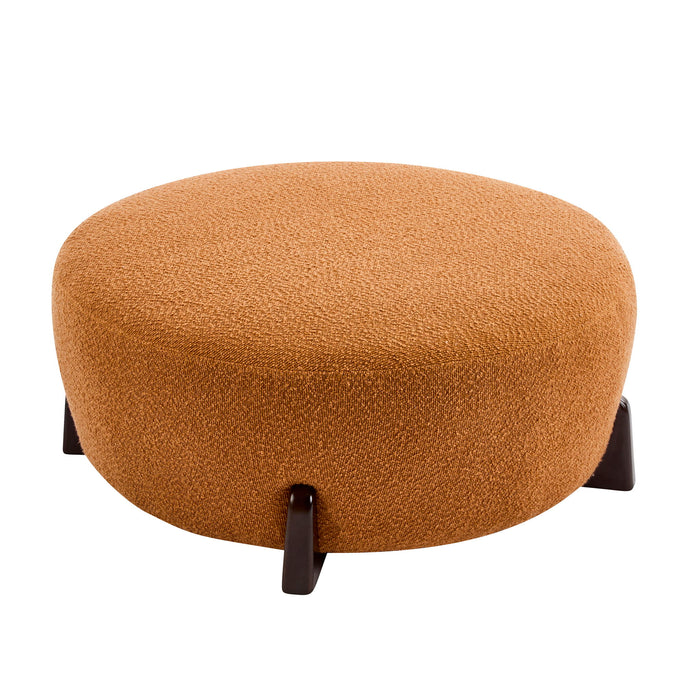 Modish - Round Ottoman - Natural Wood / Pumpkin Orange