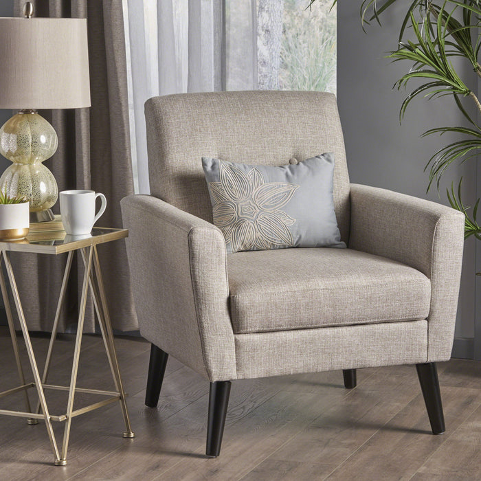 Contemporary Club Chair With Nailhead Trim Fabric And Birch Wood Legs