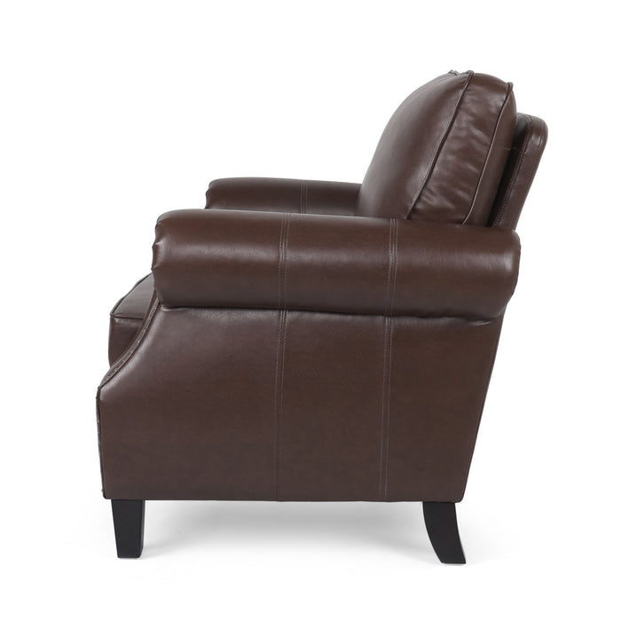 Contemporary Club Chair With Nailhead Trim And Rolled Armrests