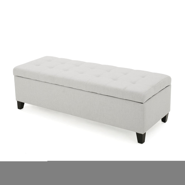 Home Mission - Upholstered Storage Ottoman Bench - Light Gray