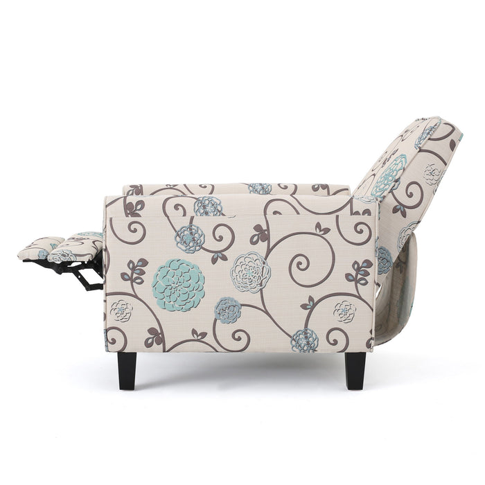 Push Back Upholstered Recliner Armchair