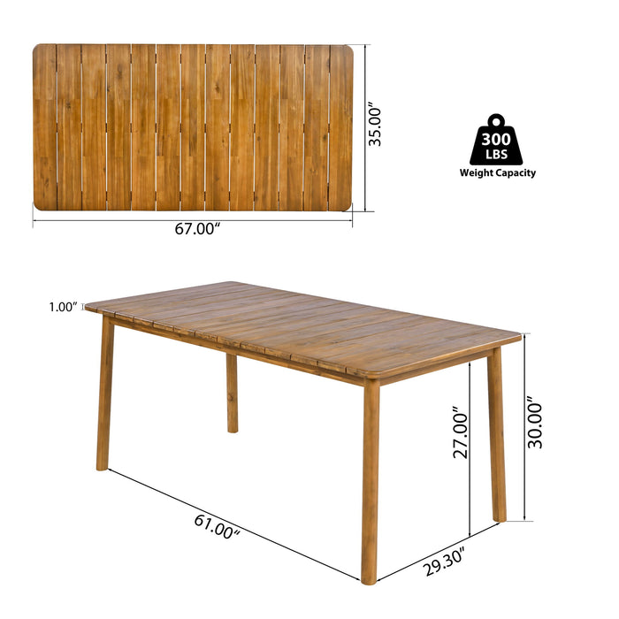 Cyril - Outdoor Patio 7 Piece Dining Set With Wicker Chairs And Table - Dark Gray / Teak