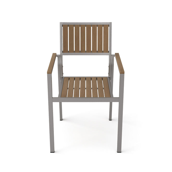 Stylish Modern Faux Wood & Aluminum Outdoor Dining Chairs, (Set of 2) - Natural