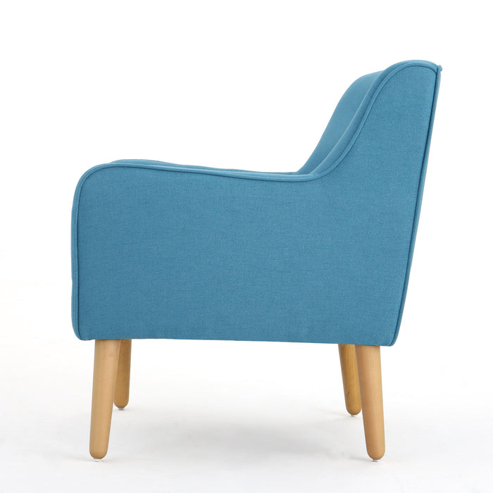 Modern Arm Chair With Tufted Back And Wooden Legs
