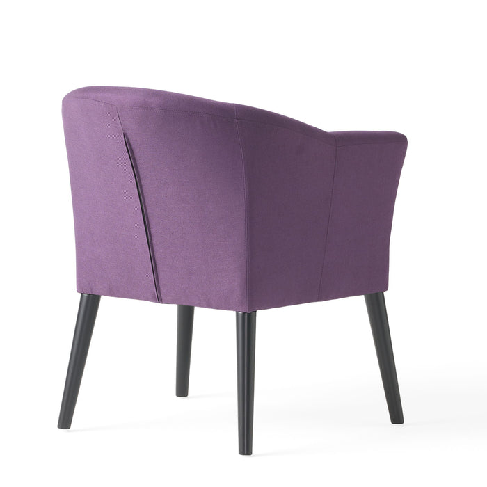 Fabric Arm Chair With Wooden Legs And Cushioned Seat - Plum