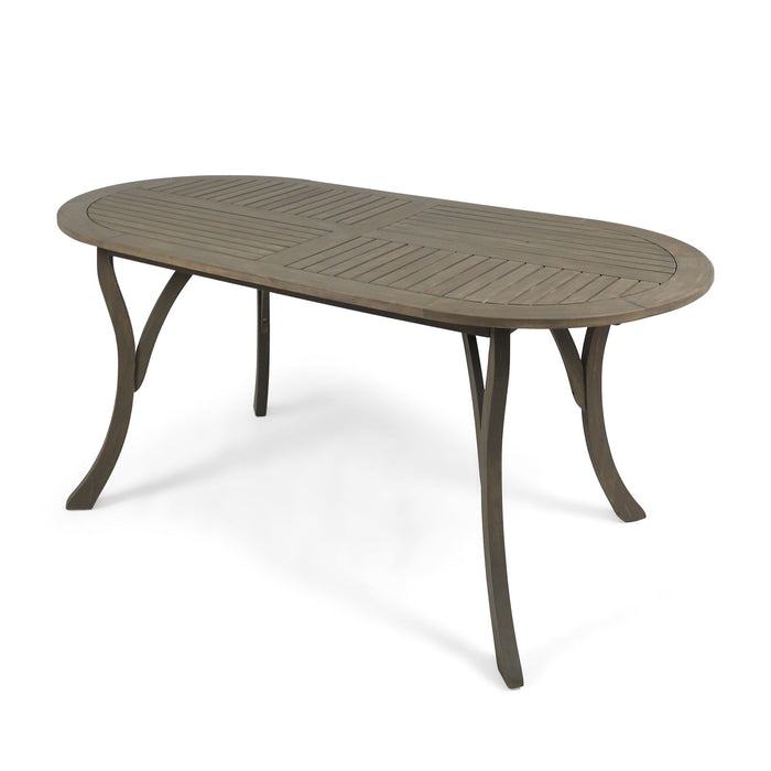 Outdoor Table With Smooth Lines, Slat Top