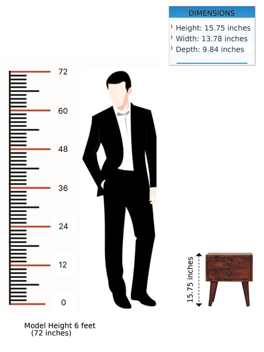 Mini Modern Bedside Table - Chestnut