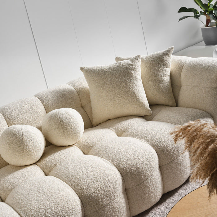 Alana - Tufted Sofa - Ivory / White