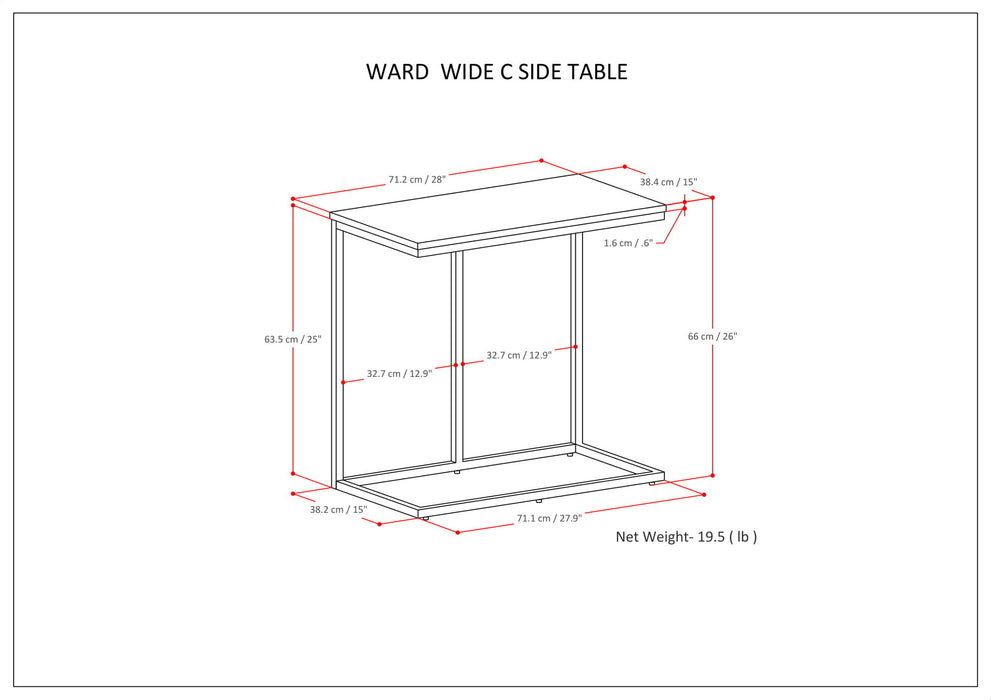 Ward - Wide C Side Table - Warm Gray