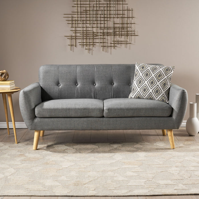 Modern Loveseat Sofa With Button Tufted Backrest