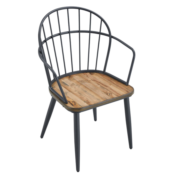 Industrial Inspired Indoor Dining Chair With Metal Legs And Birch (Set of 2) - Black / Natural