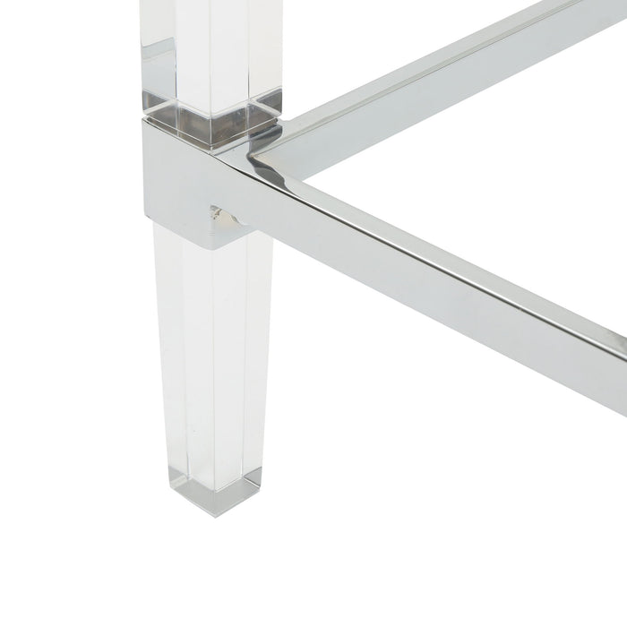 Ultra Modern Rectangle Coffee Table With Tempered Glass Surface - Clear