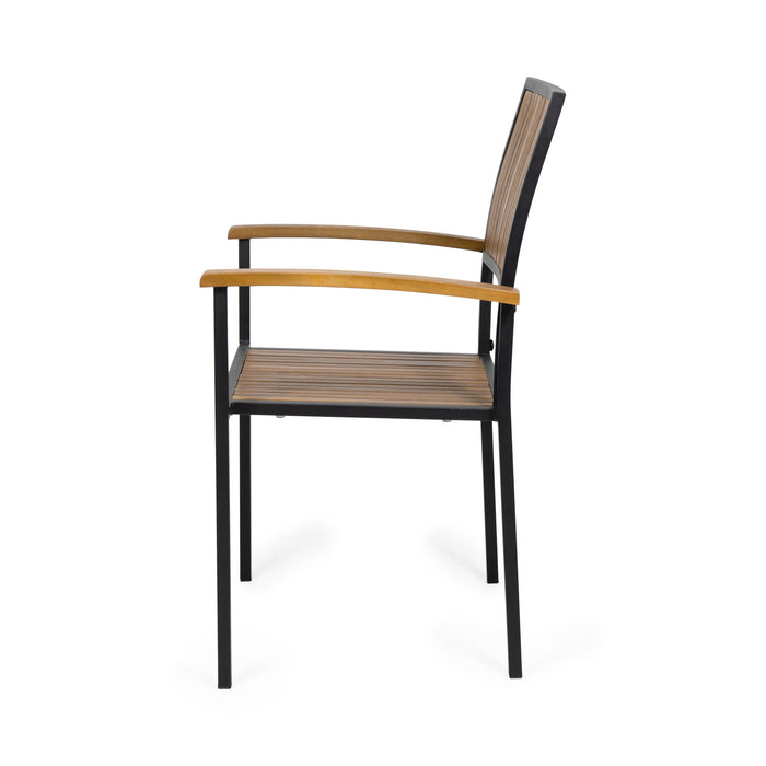 Vermilion - Outdoor Dining Chair With Vertical Slat And Wooden Arm