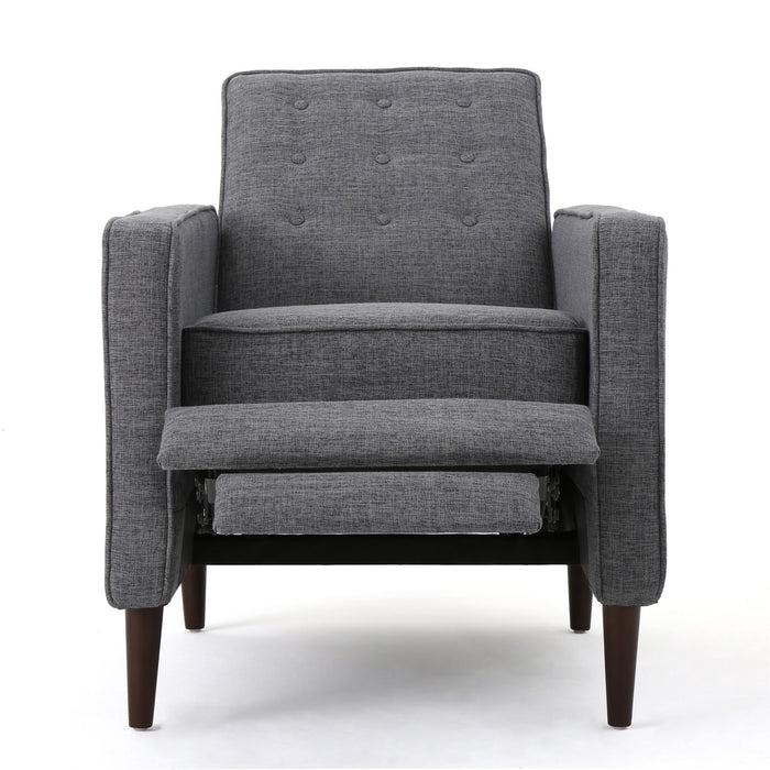 Mid-Century Modern Recliner With Button Tufted Waffle Stitch