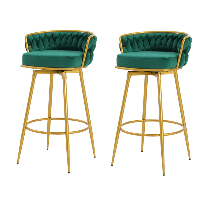 Modern Low Back Upholstered Counter Height Bar Stools (Set of 2)