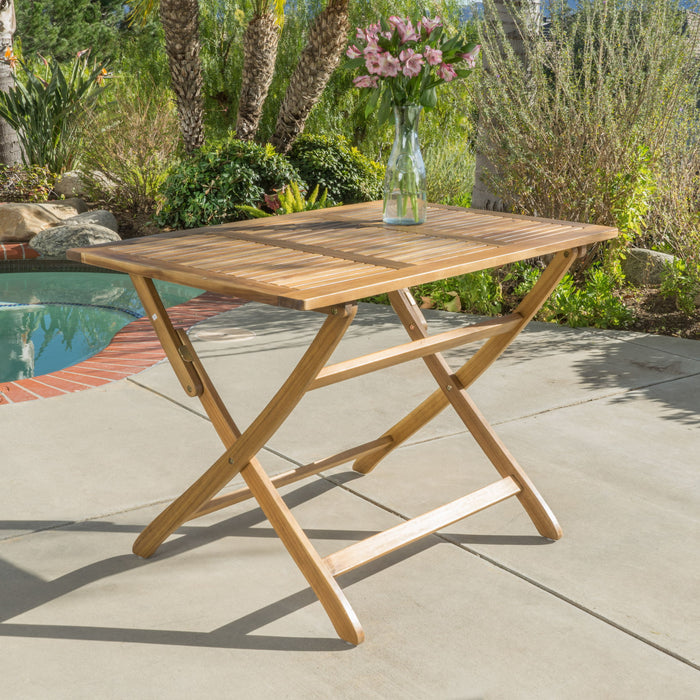 Blissique - Outdoor Foldable Wood Dining Table With Slat Design