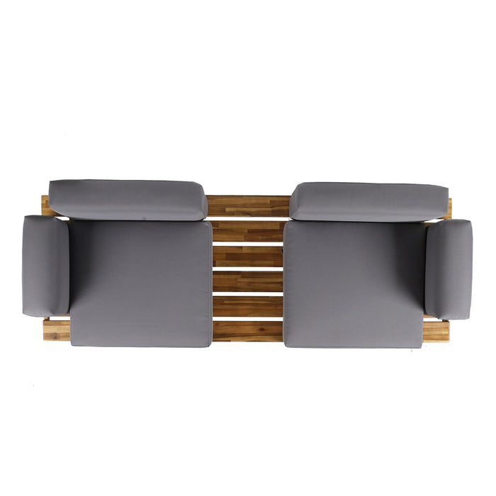Outdoor Sofa With Cushions And Iron Legs - Dark Gray